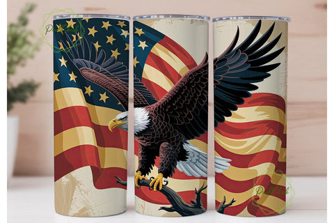American Eagle Flag 20oz Tumbler Wrap Sublimation PixelChick 