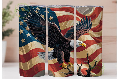 American Eagle Flag 20oz Tumbler Wrap Sublimation PixelChick 