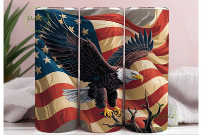 American Eagle Flag 20oz Tumbler Wrap Sublimation PixelChick 
