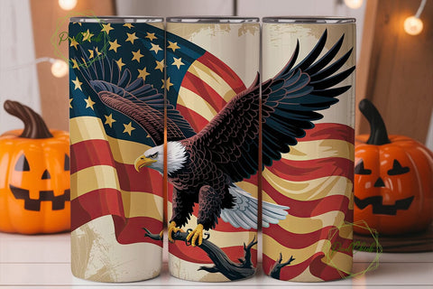 American Eagle Flag 20oz Tumbler Wrap Sublimation PixelChick 