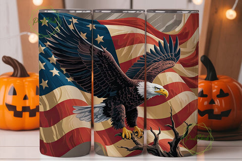 American Eagle Flag 20oz Tumbler Wrap Sublimation PixelChick 