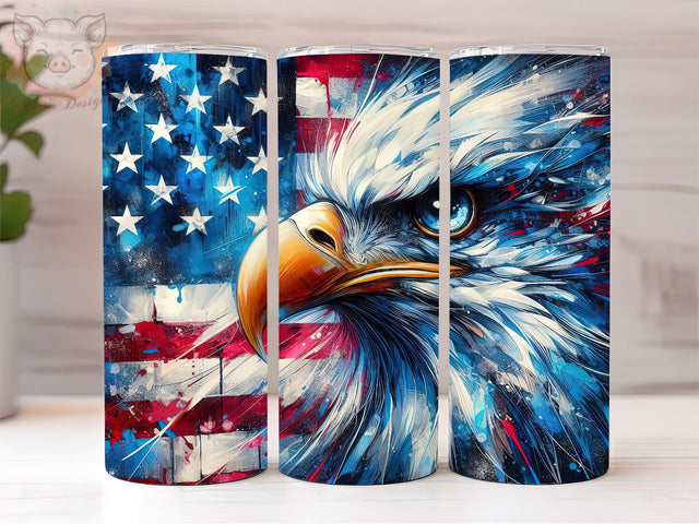 American Eagle Flying Flag July 4th 20oz Tumbler Png, Straight & Tapered Tumbler Png, American Tumbler Png, Digital Download PNG Sublimation Lara' s Designs 