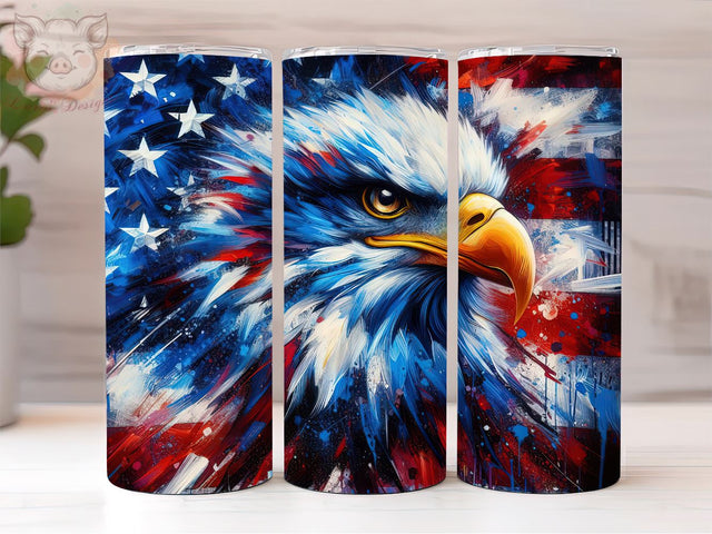 American Eagle Flying Flag July 4th 20oz Tumbler Png, Straight & Tapered Tumbler Png, American Tumbler Png, Digital Download PNG Sublimation Lara' s Designs 
