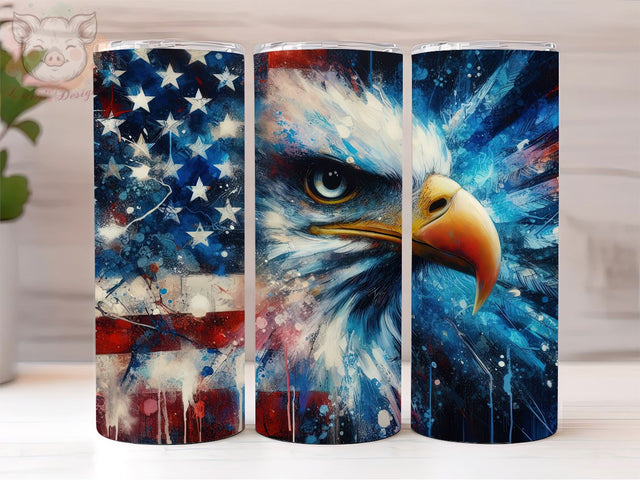 American Eagle Flying Flag July 4th 20oz Tumbler Png, Straight & Tapered Tumbler Png, American Tumbler Png, Digital Download PNG Sublimation Lara' s Designs 