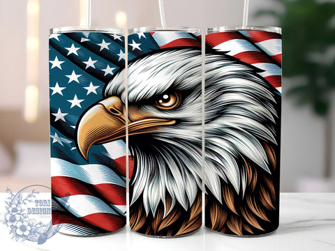 American Eagle in Flag 20oz Skinny Tumbler, 4th of July Tumbler Png, Straight & Tapered Tumbler Wrap, Instant Digital Download Sublimation ToriDesigns 