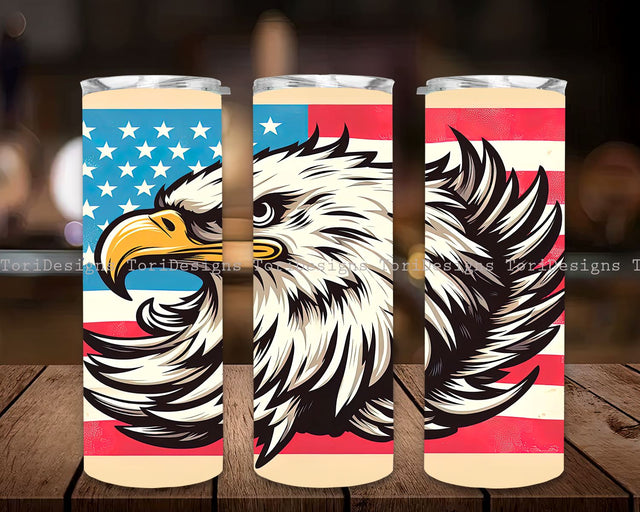 American Eagle in Flag July 4th 20 oz Skinny Tumbler Sublimation Design, American Flag Eagle PNG, Patriotic Sublimation, Instant Digital Download PNG Sublimation ToriDesigns 
