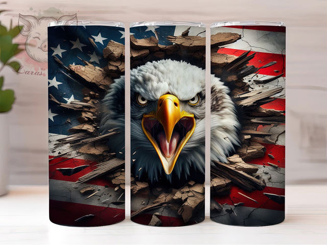 American Eagle Patriotic Tumbler, Patriotic Tumbler Wrap, USA Flag Tumbler, 20oz Tumbler Sublimation, Bald Eagle Tumbler, Digital Tumbler Wrap, Fourth of July Tumbler Sublimation Lara' s Designs 