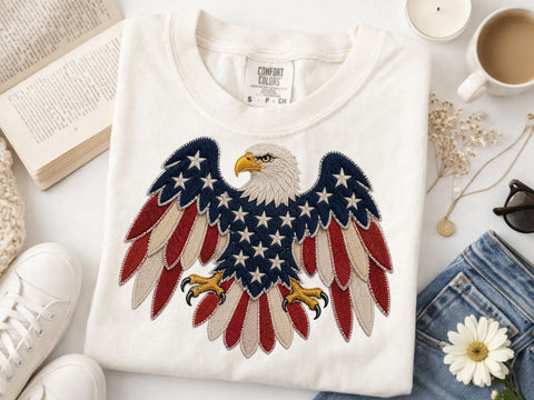 American Eagle Png, 4th of July Png, Faux Patchwork Eagle Png, Usa Png, Fourth of July Png, America Png, Patriotic Png SVG DesignDestine 