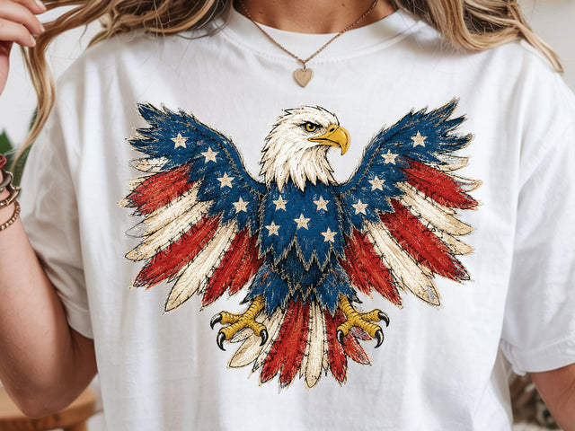 American Eagle Png, 4th of July Png, Faux Patchwork Eagle Png, Usa Png, Fourth of July Png, America Png, Patriotic Png SVG DesignDestine 