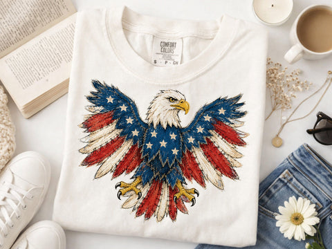 American Eagle Png, 4th of July Png, Faux Patchwork Eagle Png, Usa Png, Fourth of July Png, America Png, Patriotic Png SVG DesignDestine 
