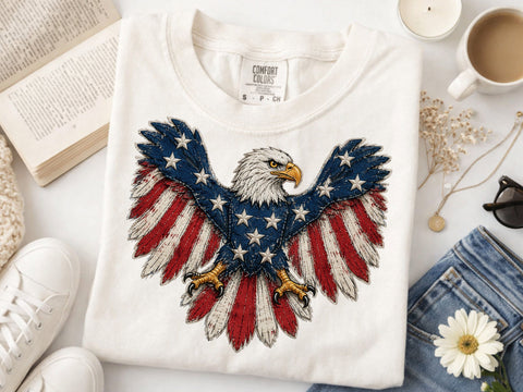 American Eagle Png, 4th of July Png, Faux Patchwork Eagle Png, Usa Png, Fourth of July Png, America Png, Patriotic Png SVG DesignDestine 