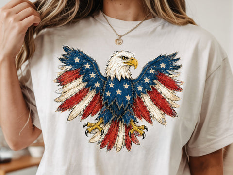 American Eagle Png, 4th of July Png, Faux Patchwork Eagle Png, Usa Png, Fourth of July Png, America Png, Patriotic Png SVG DesignDestine 