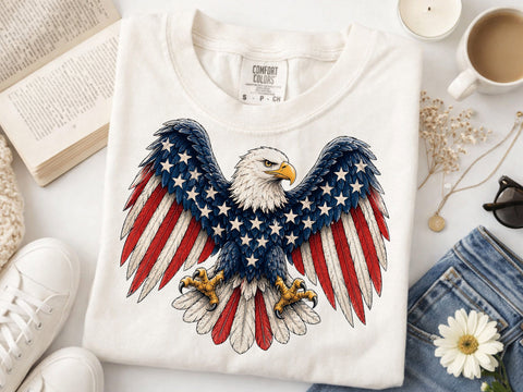 American Eagle Png, 4th of July Png, Faux Patchwork Eagle Png, Usa Png, Fourth of July Png, America Png, Patriotic Png SVG DesignDestine 