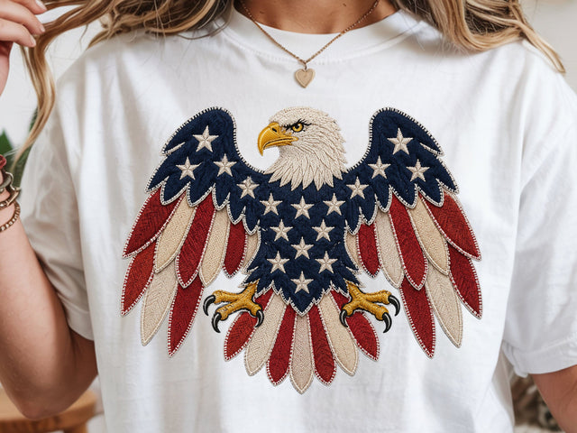 American Eagle Png, 4th of July Png, Faux Patchwork Eagle Png, Usa Png, Fourth of July Png, America Png, Patriotic Png SVG DesignDestine 