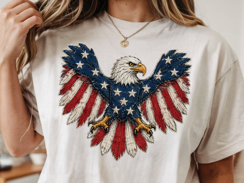 American Eagle Png, 4th of July Png, Faux Patchwork Eagle Png, Usa Png, Fourth of July Png, America Png, Patriotic Png SVG DesignDestine 