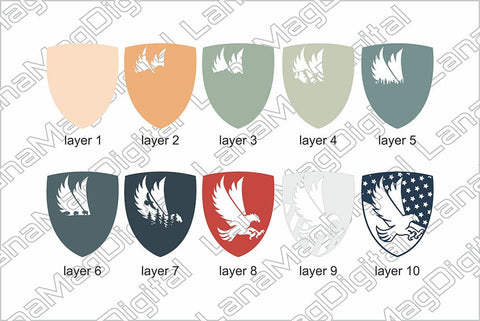 American eagle svg 4th of July patriotic layered mandala svg 3D Paper LanaMagDigital 