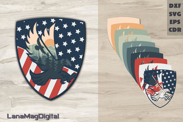 American eagle svg 4th of July patriotic layered mandala svg 3D Paper LanaMagDigital 