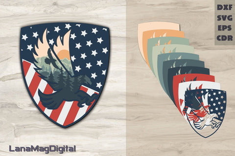 American eagle svg 4th of July patriotic layered mandala svg 3D Paper LanaMagDigital 