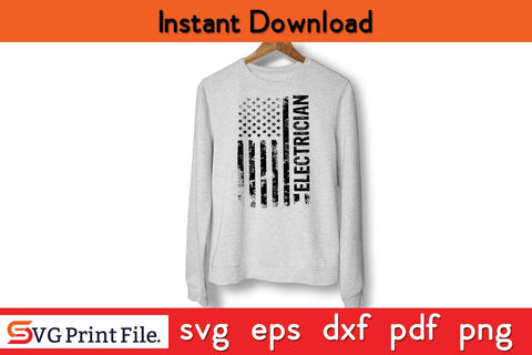 American Electrician USA Flag Funny Electrician SVG PNG Craft Cut File SVG SVG Print File 