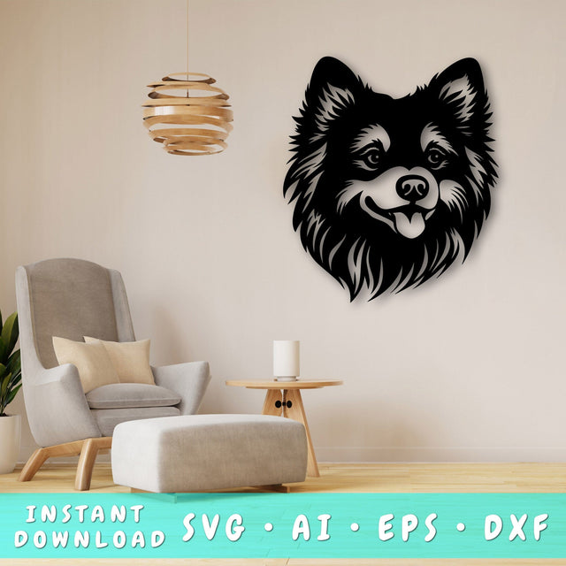 American Eskimo dog Laser SVG Cut File, American Eskimo dog Glowforge File, American Eskimo dog DXF, American Eskimo dog Wall Art SVG SVG HappyDesignStudio 