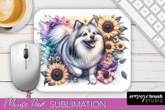 American Eskimo Dog Mouse Pad Design - Dog Mom Floral Mousepad Sublimation Sublimation OrangeBrushStudio 