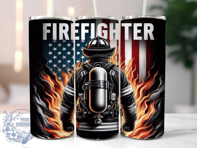 American Firefighter 20oz Skinny Tumbler, American Fireman Rescue Fire Tumbler Png, Straight & Tapered Tumbler Wrap, Instant Digital Download Sublimation ToriDesigns 
