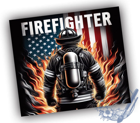 American Firefighter 20oz Skinny Tumbler, American Fireman Rescue Fire Tumbler Png, Straight & Tapered Tumbler Wrap, Instant Digital Download Sublimation ToriDesigns 