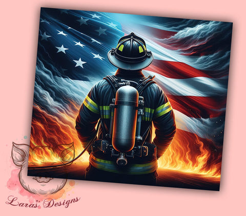 American Firefighter 20oz Tumbler Png, Straight & Tapered Tumbler Png, Rescue Fire Tumbler Png, Digital Download PNG Sublimation Lara' s Designs 