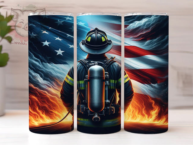 American Firefighter 20oz Tumbler Png, Straight & Tapered Tumbler Png, Rescue Fire Tumbler Png, Digital Download PNG Sublimation Lara' s Designs 