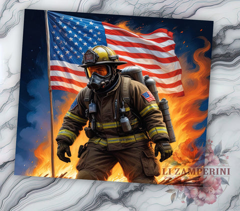 American Firefighter 20oz Tumbler Wrap PNG, Fireman Rescue Fire Tumbler Png, Straight & Tapered Tumbler Wrap, Instant Digital Download Sublimation Li Zamperini 