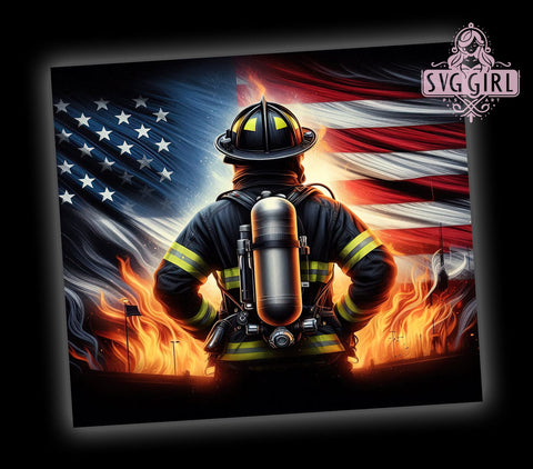American Firefighter 20oz Tumbler Wrap Sublimation Design, Straight Tapered Tumbler Wrap, Rescue Fire Tumbler Png, Instant Digital Download Sublimation SvggirlplusArt 