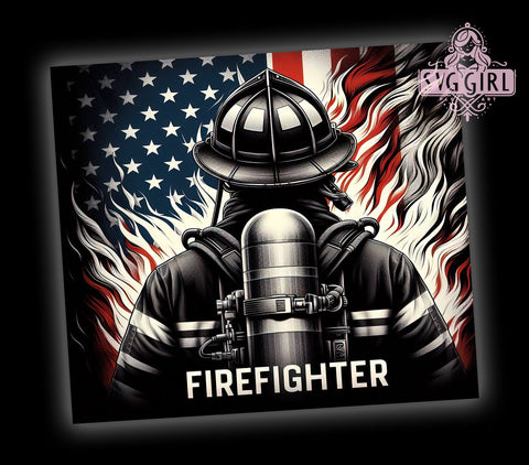 American Firefighter 20oz Tumbler Wrap Sublimation Design, Straight Tapered Tumbler Wrap, Rescue Fire Tumbler Png, Instant Digital Download Sublimation SvggirlplusArt 