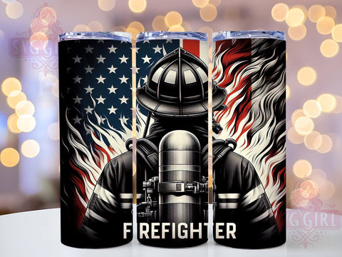 American Firefighter 20oz Tumbler Wrap Sublimation Design, Straight Tapered Tumbler Wrap, Rescue Fire Tumbler Png, Instant Digital Download Sublimation SvggirlplusArt 