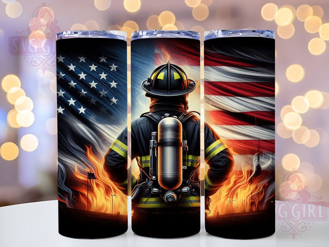 American Firefighter 20oz Tumbler Wrap Sublimation Design, Straight Tapered Tumbler Wrap, Rescue Fire Tumbler Png, Instant Digital Download Sublimation SvggirlplusArt 
