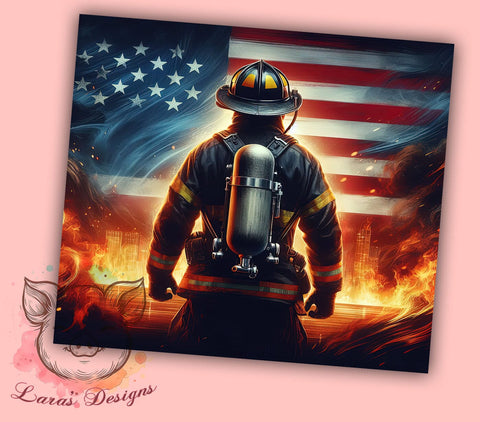 American Fireman Rescue Fire 20oz Tumbler Png, Straight & Tapered Tumbler Png, American Firefighter Tumbler Png, Digital Download PNG Sublimation Lara' s Designs 