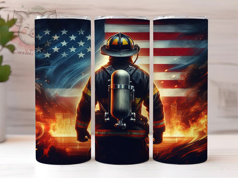 American Fireman Rescue Fire 20oz Tumbler Png, Straight & Tapered Tumbler Png, American Firefighter Tumbler Png, Digital Download PNG Sublimation Lara' s Designs 