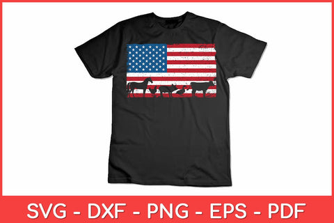 American Flag 4th of July Chicken Horse Cow Pig Farm Svg Design SVG artprintfile 