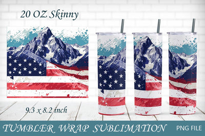 American flag and mountain tumbler, USA patriotic tumbler wrap Sublimation AnastasiyaArtDesign 