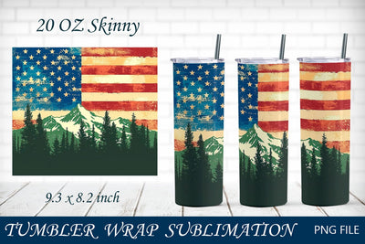 American flag and mountain tumbler wrap, Patriotic sublimation wrap Sublimation AnastasiyaArtDesign 
