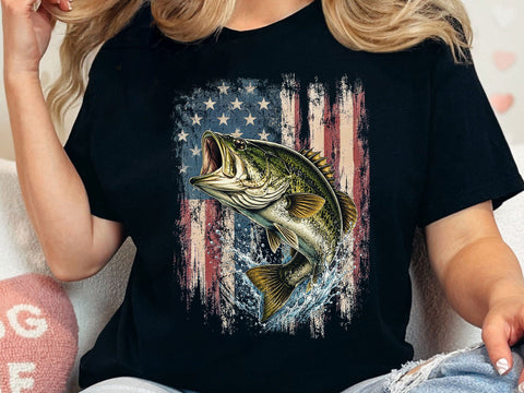 American Flag Bass Fishing PNG Art SVG artprintfile 