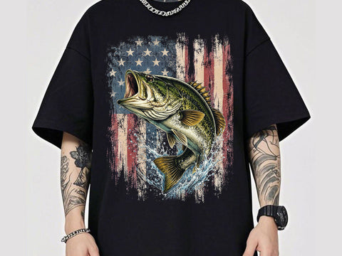 American Flag Bass Fishing PNG Art SVG artprintfile 