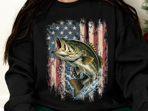 American Flag Bass Fishing PNG Art SVG artprintfile 