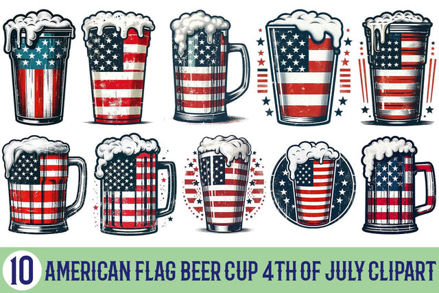 American Flag Beer Cup 4th Of July Clipart Bundle Printable File Sublimation Creativedesigntee 