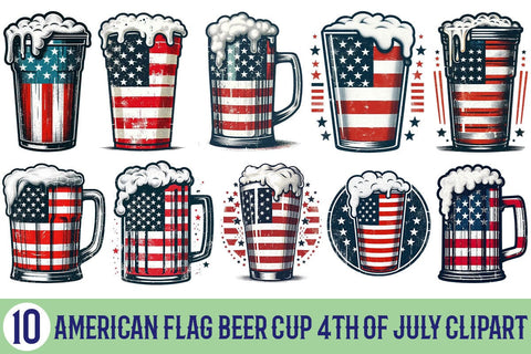 American Flag Beer Cup 4th Of July Clipart Bundle Printable File Sublimation Creativedesigntee 