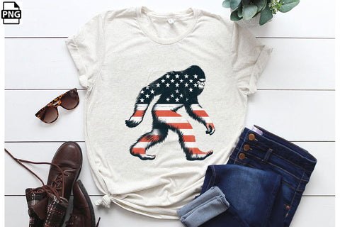 American Flag Bigfoot 4th Of July Clipart Bundle Printable File Sublimation Creativedesigntee 