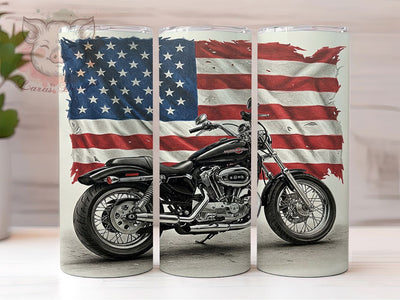 American Flag Biker 20oz Patriotic Tumbler, American Flag Design, Motorcycle Tumbler, Sublimation Wrap, 20oz Tumbler, Patriotic Gift, Biker Drinkware, USA Theme Sublimation Lara' s Designs 