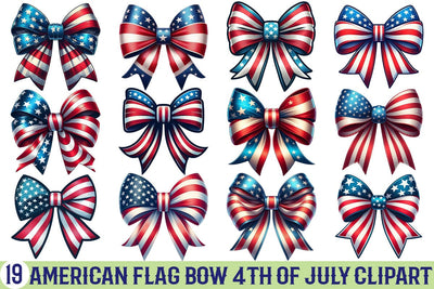 American Flag Bow 4th Of July Clipart Bundle Printable File Sublimation Creativedesigntee 