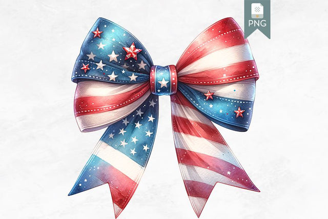 American Flag Bow Clipart, Patriotic Bow Image Sublimation BijouBay 