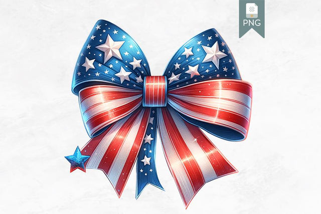 American Flag Bow Clipart, Red White and Blue Sublimation BijouBay 