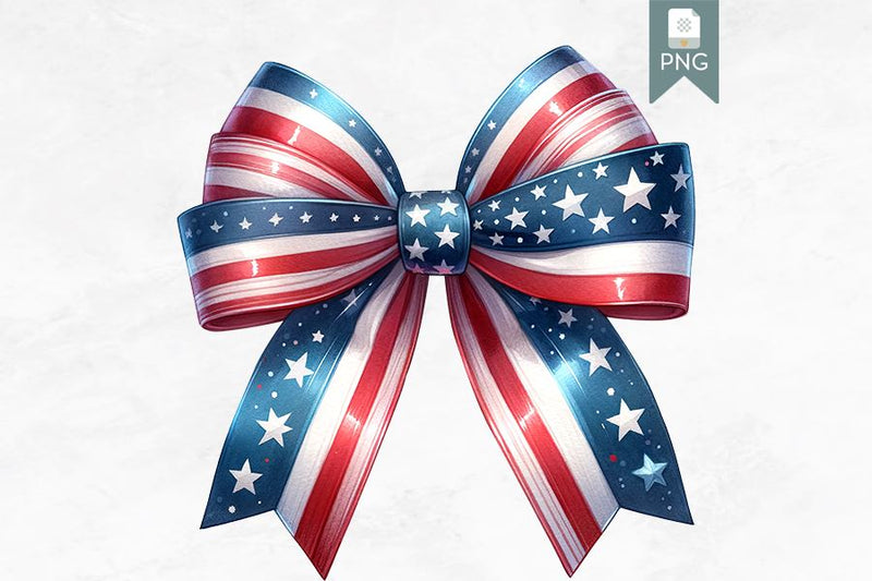 American Flag Bow Clipart, Stars & Stripes USA Bow PNG Sublimation BijouBay 